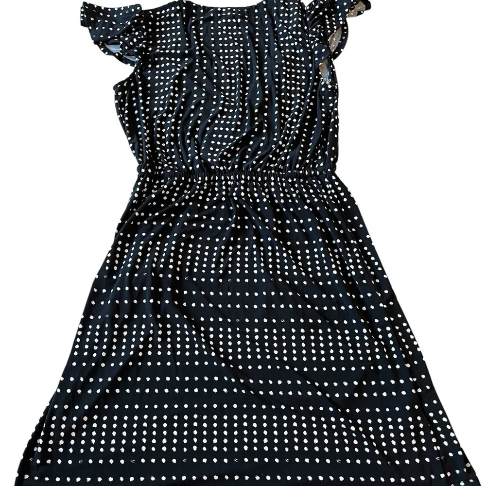 Tommy Bahama Dunmore Dot Black Dress Tassel Ties Size Medium Summer Boho Resort - Picture 2 of 8